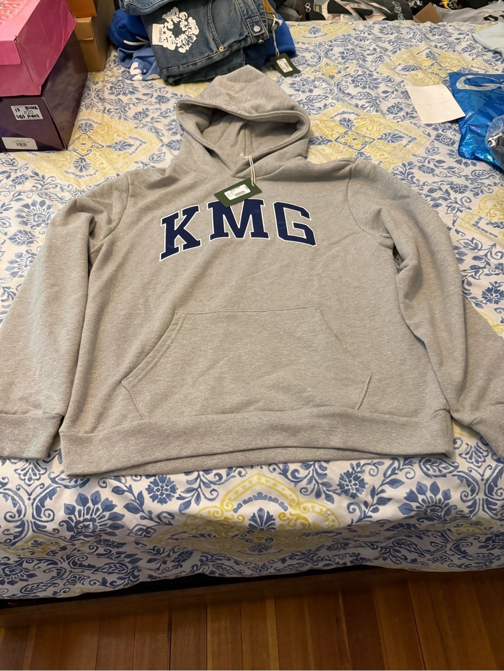Denim Tears KMG College Logo Gray Men's Fleece Hoodie